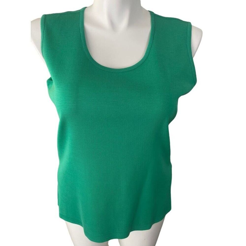 Large Ming Wang Scoop Neck Tank Knit Blouse Top Green